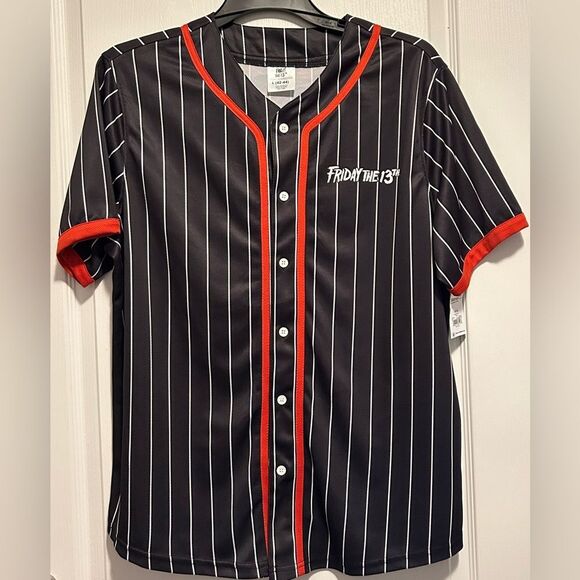 Friday the 13th Jason Mask Baseball Jersey -Horror Movie Fan Apparel, Size L NEW - Picture 1 of 5